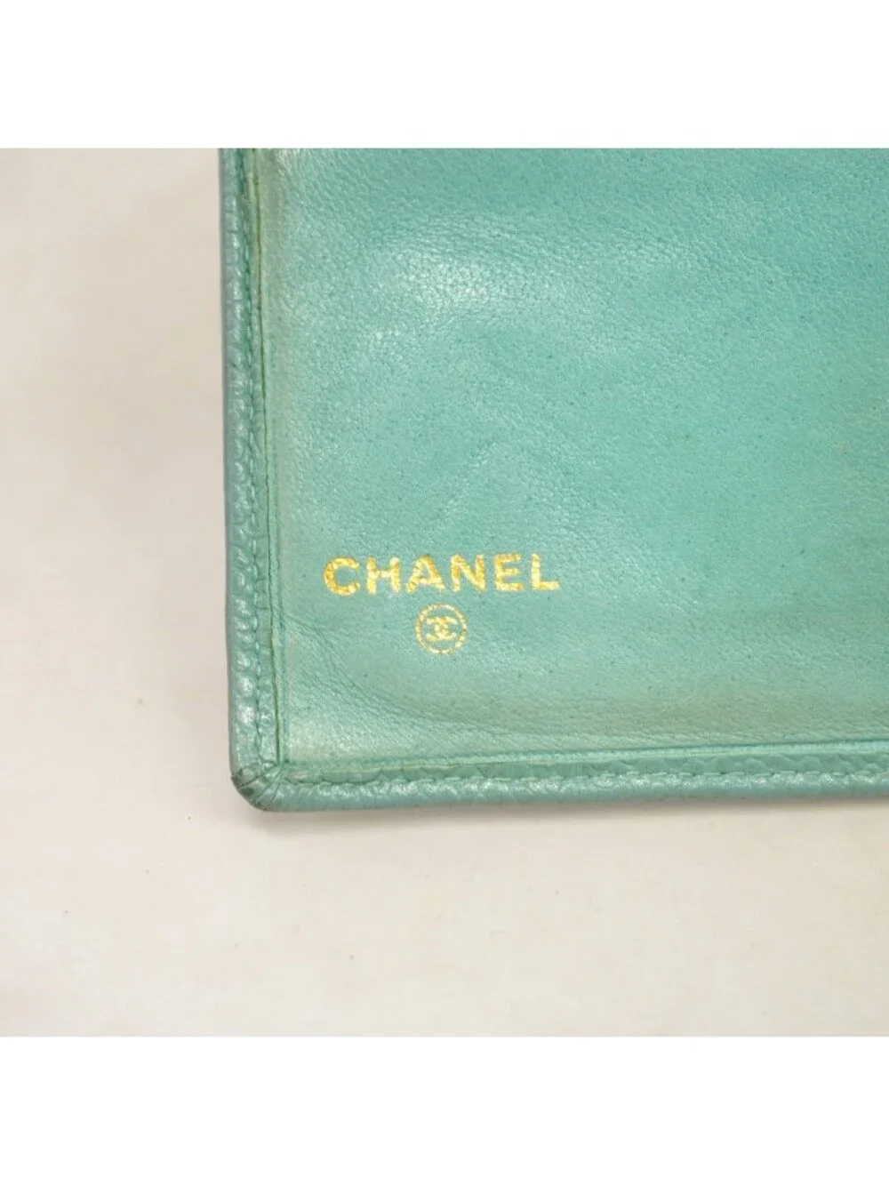 Chanel Wallet Quilted Caviar Leather Mint Green Gold